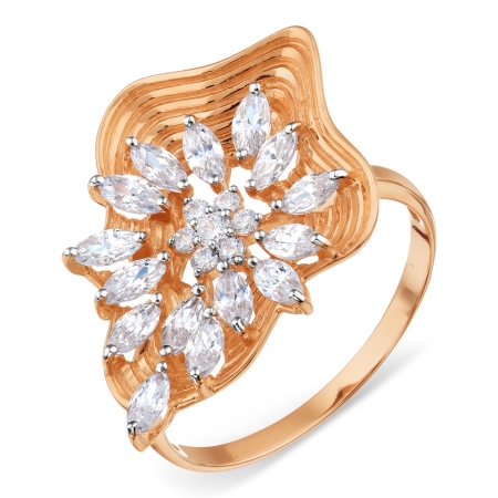 Т142018367-1 золотое кольцо с фианитами