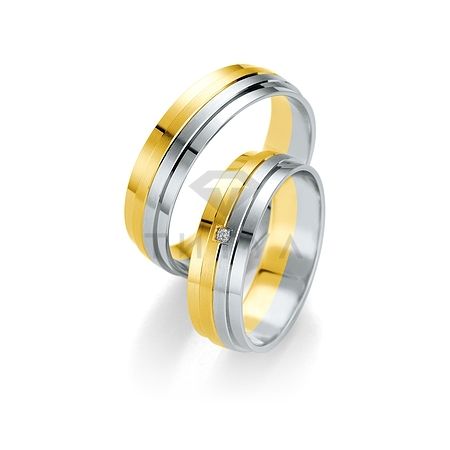 Т-27310 золотые парные обручальные кольца (ширина 6 мм.) (цена за пару)