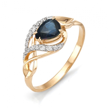 11421-102 золотое кольцо с сапфиром и бриллиантами