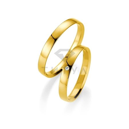 Т-26760 золотые парные обручальные кольца (ширина 3 мм.) (цена за пару)