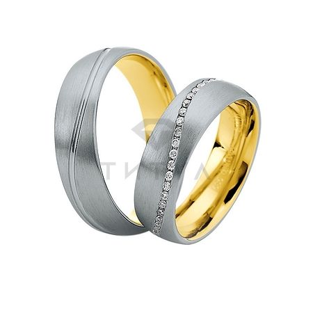 Т-28935 золотые парные обручальные кольца (ширина 6 мм.) (цена за пару)