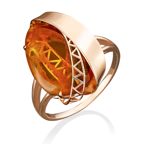Кольцо из красного золота с янтарем
