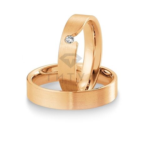 Т-28168 золотые парные обручальные кольца (ширина 5 мм.) (цена за пару)
