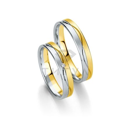 Т-26961 золотые парные обручальные кольца (ширина 4 мм.) (цена за пару)