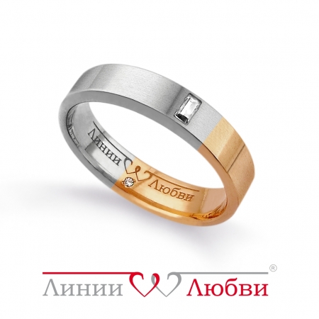 Л41131014 кольцо обручальное из комбинированного золота с бриллиантами