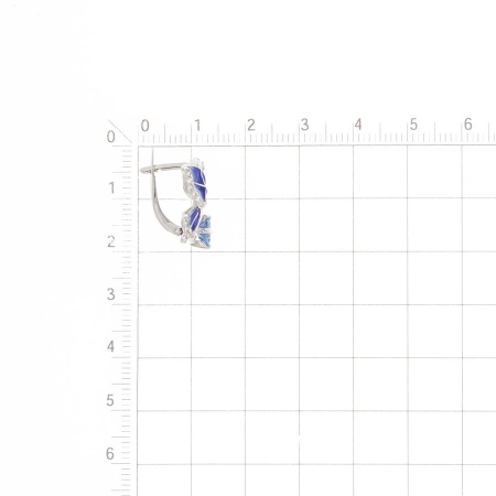 Т383028746-01 серьги из белого золота с эмалью и топазом, фианитами
