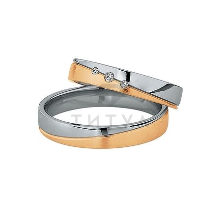 Т-27348 золотые парные обручальные кольца (ширина 4 мм.) (цена за пару)