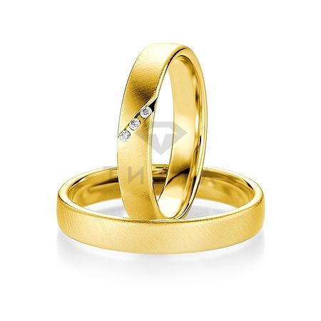 Т-27308 золотые парные обручальные кольца (ширина 4 мм.) (цена за пару)