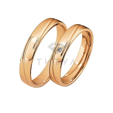 Т-26870 золотые парные обручальные кольца (ширина 4 мм.) (цена за пару)