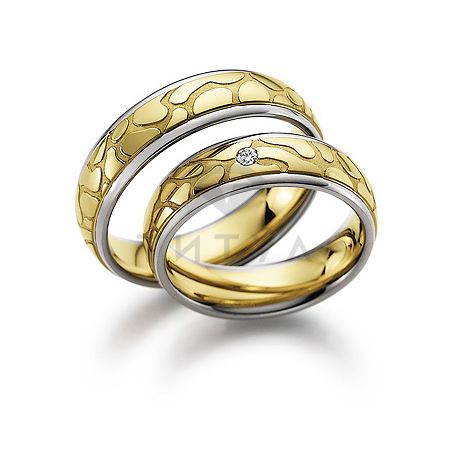 Т-28512 золотые парные обручальные кольца (ширина 6 мм.) (цена за пару)