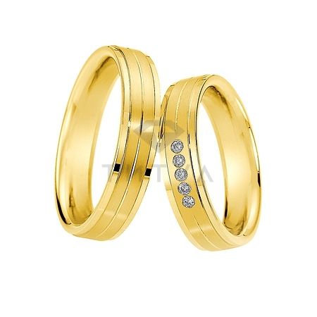 Т-28382 золотые парные обручальные кольца (ширина 5 мм.) (цена за пару)
