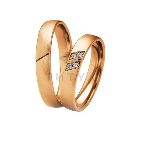 Т-27364 золотые парные обручальные кольца (ширина 4 мм.) (цена за пару)