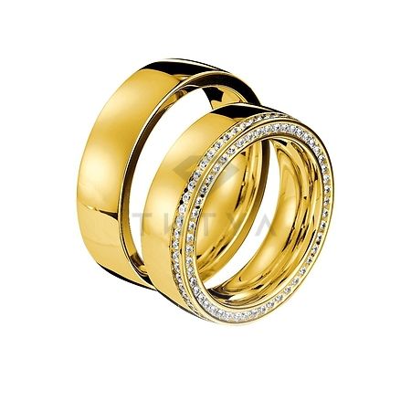 Т-29027 золотые парные обручальные кольца (ширина 6 мм.) (цена за пару)
