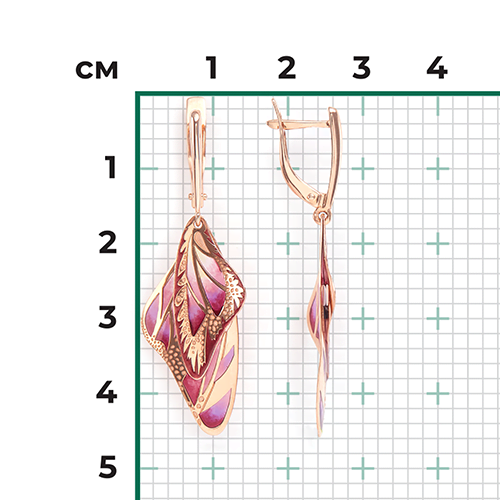 Серьги из красного золота с эмалью