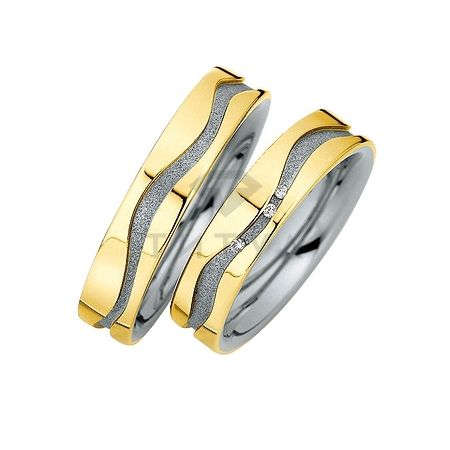 Т-27995 золотые парные обручальные кольца (ширина 5 мм.) (цена за пару)