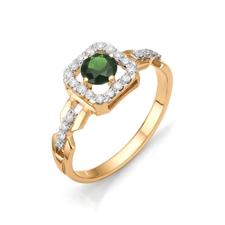 11412-101 золотое кольцо с изумрудом и бриллиантами