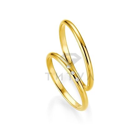 Т-26725 золотые парные обручальные кольца (ширина 2 мм.) (цена за пару)