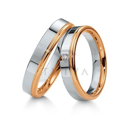 Т-28156 золотые парные обручальные кольца (ширина 4 мм.) (цена за пару)