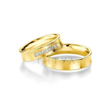 Т-28387 золотые парные обручальные кольца (ширина 5 мм.) (цена за пару)