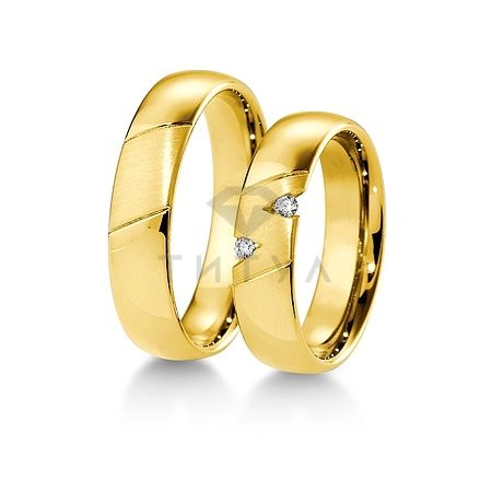 Т-28069 золотые парные обручальные кольца (ширина 5 мм.) (цена за пару)