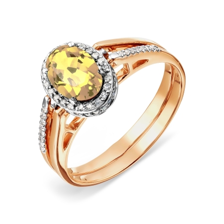 Т131017095 золотое кольцо с цитрином и бриллиантами