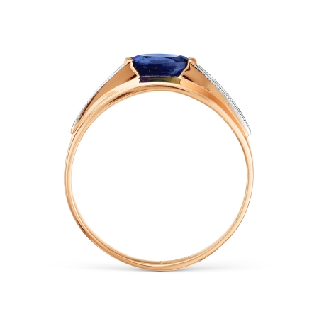 Т141011757 золотое кольцо с сапфиром и бриллиантом