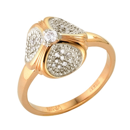 Т-12913 золотое кольцо с бриллиантами