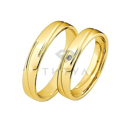 Т-26868 золотые парные обручальные кольца (ширина 4 мм.) (цена за пару)