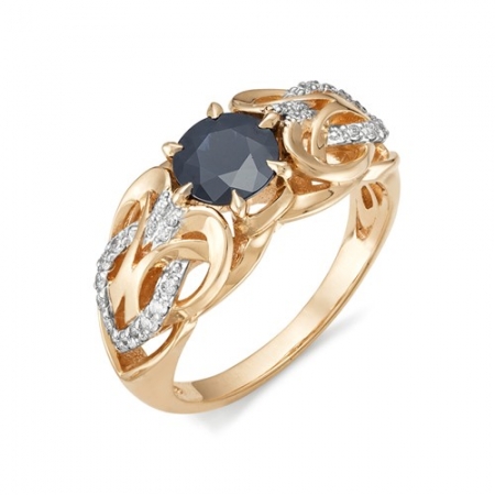 11407-102 золотое кольцо с сапфиром и бриллиантами