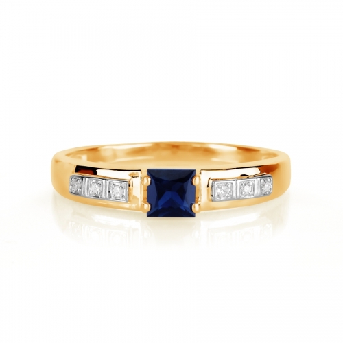 Золотое кольцо с сапфиром, бриллиантами