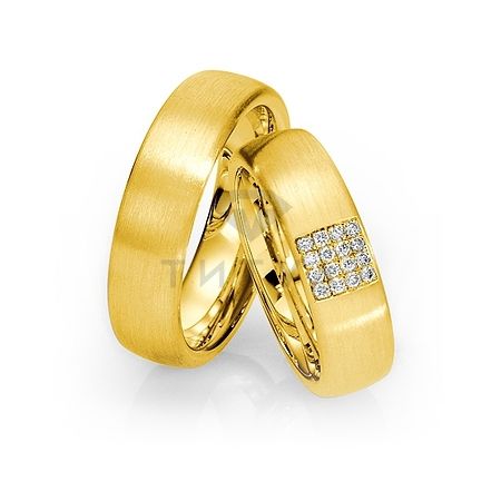 Т-28960 золотые парные обручальные кольца (ширина 6 мм.) (цена за пару)