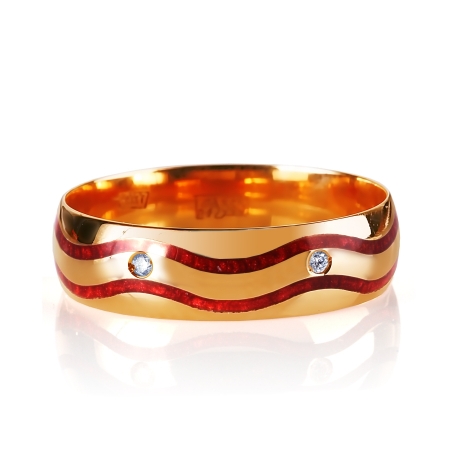 Т151013781-01 золотое кольцо обручальное с бриллиантами, эмалью