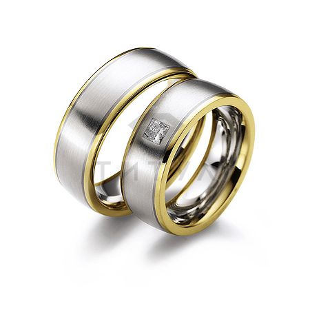 Т-28997 золотые парные обручальные кольца (ширина 7 мм.) (цена за пару)