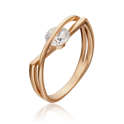 Женское кольцо из красного золота с фианитом