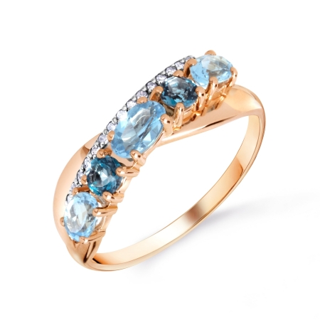 Т111016462 золотое кольцо с топазами, бриллиантами