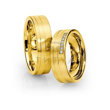 Т-28844 золотые парные обручальные кольца (ширина 6 мм.) (цена за пару)