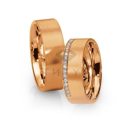 Т-28763 золотые парные обручальные кольца (ширина 7 мм.) (цена за пару)