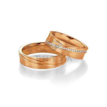 Т-28984 золотые парные обручальные кольца (ширина 6 мм.) (цена за пару)