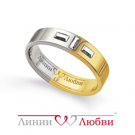Л41151010 кольцо обручальное из комбинированного золота с бриллиантами