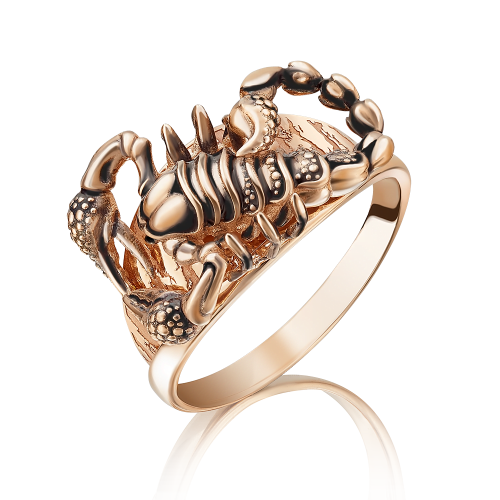 Кольцо «Скорпион» из красного золота c эмалью