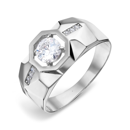 Т302048417 мужское кольцо из белого золота с фианитами