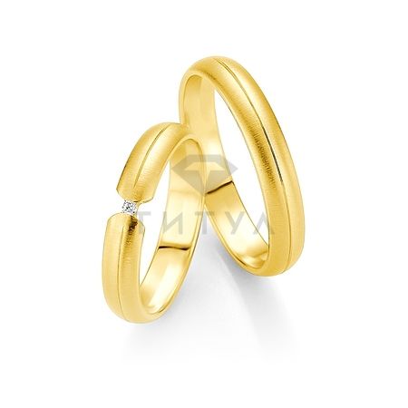 Т-27118 золотые парные обручальные кольца (ширина 4 мм.) (цена за пару)