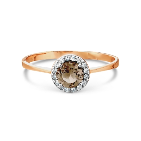 Т141014119 золотое кольцо с раухтопазом и бриллиантом