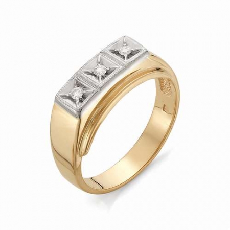 Мужское кольцо с тремя бриллиантами