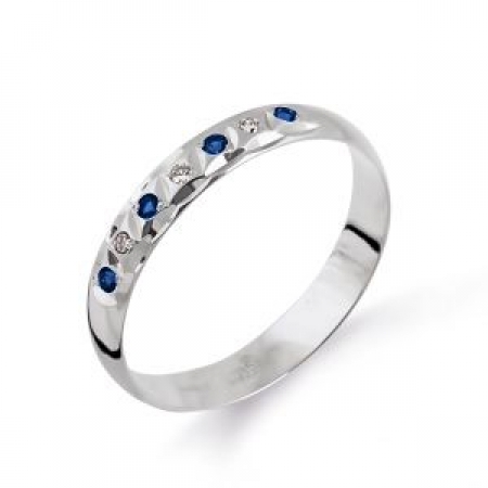 Т30161739 кольцо из белого золота обручальное с сапфирами, бриллиантами