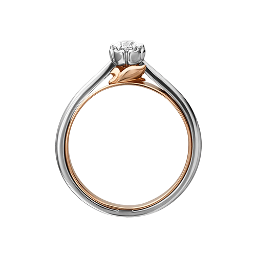 Помолвочное кольцо из комбинированного золота с фианитом