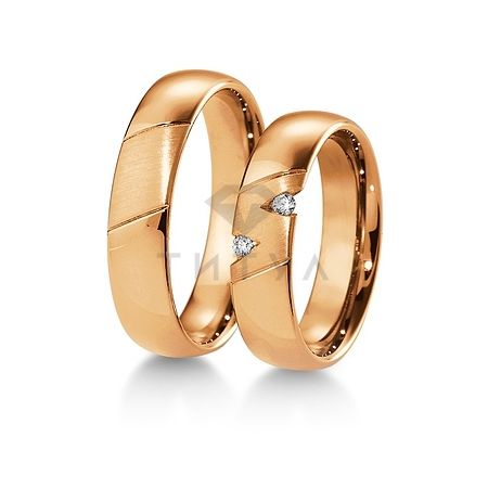 Т-28069 золотые парные обручальные кольца (ширина 5 мм.) (цена за пару)