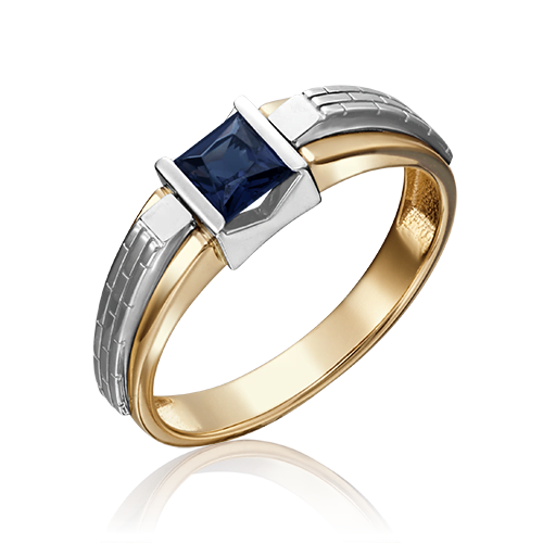 Мужское кольцо из комбинированного золота с сапфиром