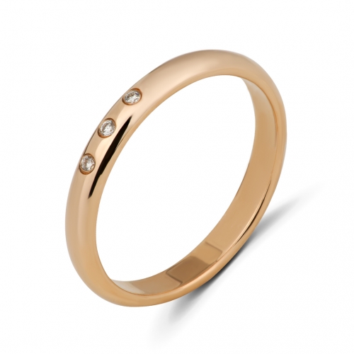 Обручальное кольцо из красного золота с бриллиантами