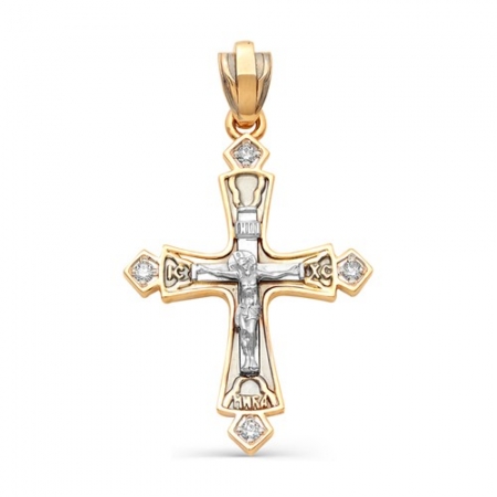 3474-100 золотой крестик в кельтском стиле с бриллиантами